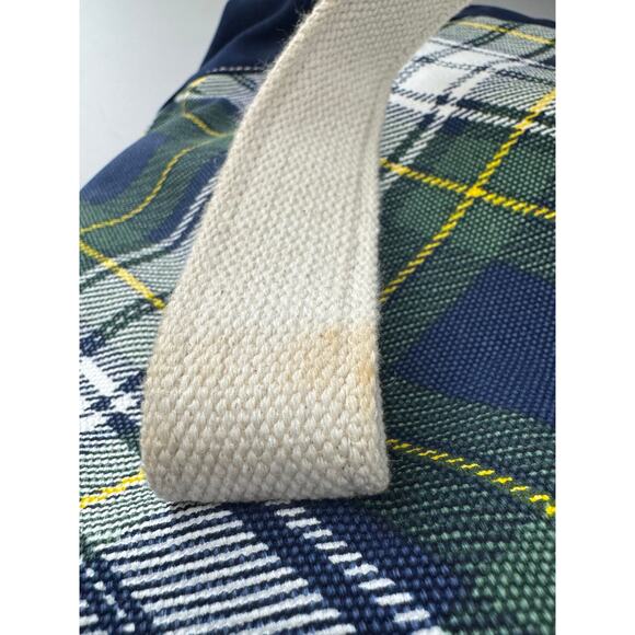 VTG Lands End CANVAS TOTE BAG Red Holiday Bird Floral LARGE Pocket Zipper - Picture 8 of 8